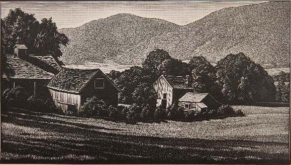 Asa Cheffetz wood engraving: Asa Cheffetz- ''Distant Haze'' (Springfield 60)- wood engraving, 1941, signed and titled in pencil, AAA edition of 250, light struck. 4 5/8 x 8 1/8''
