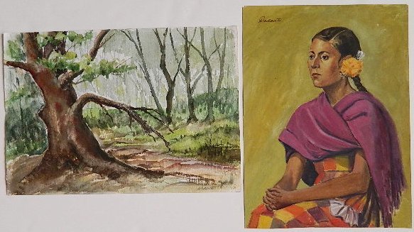 Michael Dadante 2 watercolors: Michael Dadante- Mexican Girl- 2 watercolors on paper, both signed Dadante. 20 x 14 3/4''; 15 x 21 1/2''