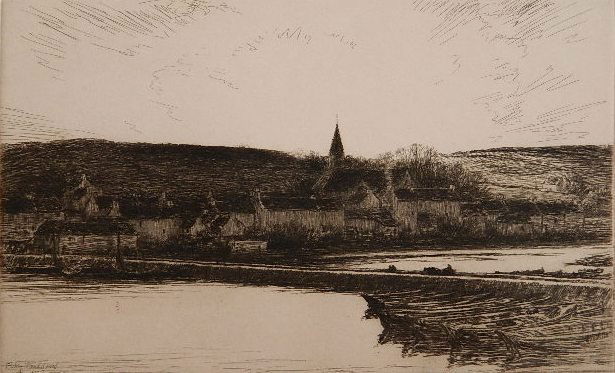 Kerr Eby etching: Kerr Eby- ''Pauldavid'' (Giardina 119)- etching, 1927, signed and annotated 'Ed. 90' in pencil. 8 x 12 7/8''