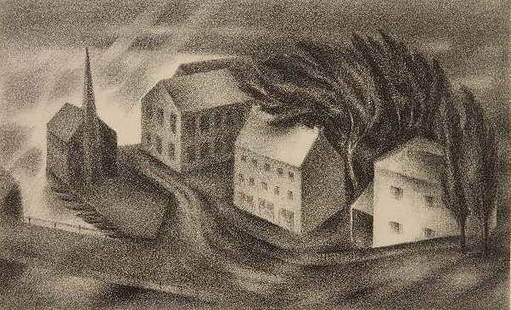 Albert Heckman lithograph: Albert Heckman- ''Wind and Rain''- lithograph, 1934, signed, titled and numbered 95/250. 8 7/8 x 14 1/2''