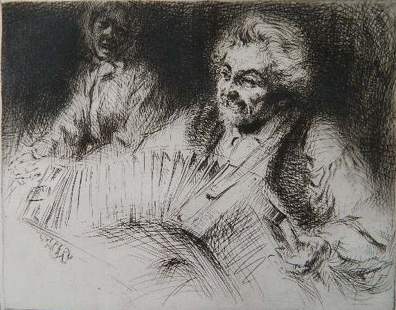 Arthur W. Heintzelman dry point: Arthur W. Heintzelman- ''L'Accordianiste'' (Smith 141)(Guiot 134)- dry point, 1929, signed and inscribed 'Ed. 100' in pencil, ref: PCQ, 1927, no. 4, p. 426 with illustration in ''Fine Prints of The Ye