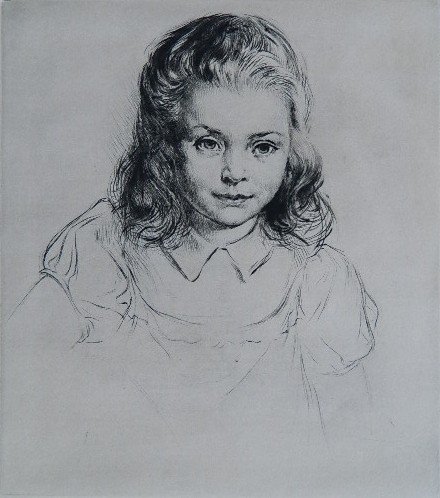 Arthur W. Heintzelman dry point: Arthur W. Heintzelman- ''Janine'' (Smith 281)- dry point, 1949, signed in pencil, edition of 300, slightly light struck. 9 3/8 x 8 3/8''
