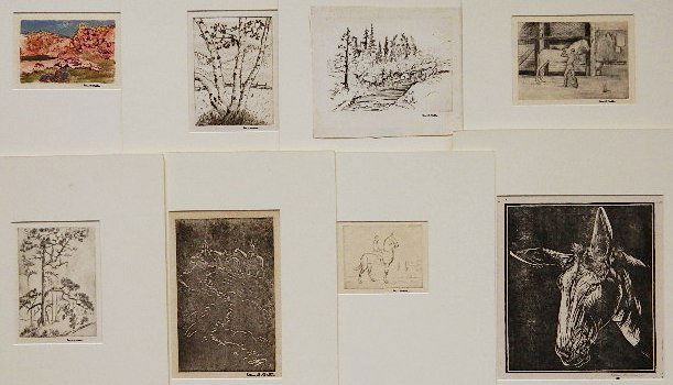 Edna Martin 7 etchings: Edna Martin- Various subjects- 7 etchings and 1 woodcut, various sizes.