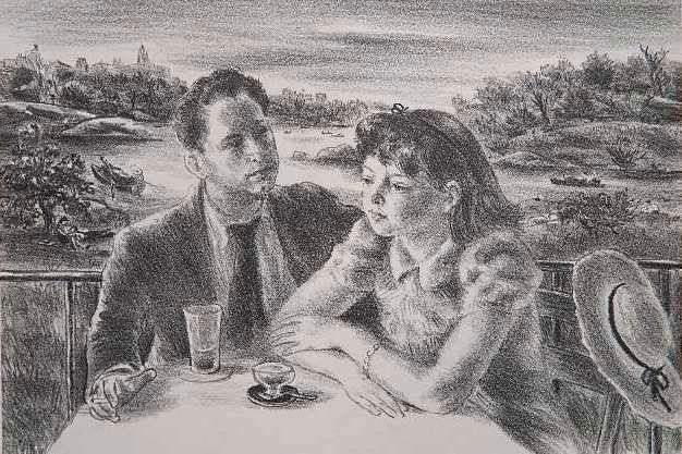 Robert Philipp lithograph: Robert Philipp- ''By The Lake''- lithograph, 1943, signed in pencil, AAA edition of 250, foxing throughout. 9 1/2 x 13 3/4''