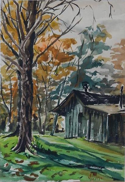 Richard W. Schultz watercolor: Richard W. Schultz- Landscape- watercolor on paper, signed Schultz lower right. 20 x 14''