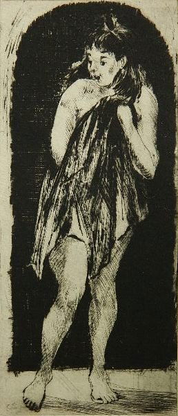 Clyde Singer dry point: Clyde Singer- Covered Nude- dry point, ca. 1940, signed and numbered 3 in pencil, very good condition. 8 1/8 x 3 1/2''