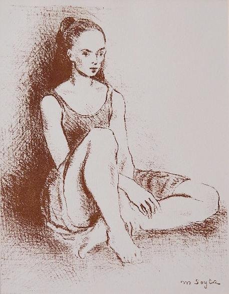 Moses Soyer lithograph: Moses Soyer- Ballet Dance- lithograph.