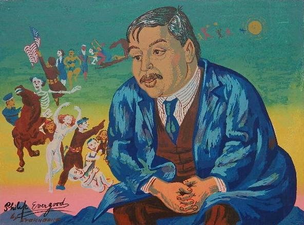 Harry Sternberg silkscreen: Harry Sternberg- ''Philip Evergood'' (Moore 176)- silkscreen in colors, 1944, signed in image. 12 3/4 x 17 1/8''