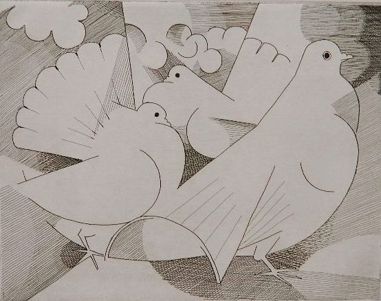 Francois Brochet etching: Francois Brochet- Three Birds- etching, signed and numbered 2/25 in pencil. 8 x 10 1/4''