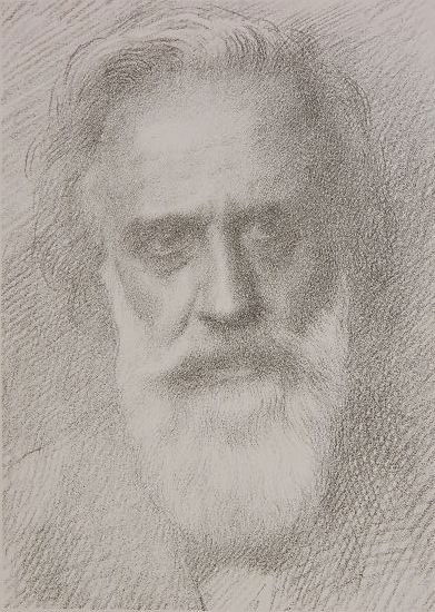 Alphonse Legros lithograph: Alphonse Legros- Self Portrait- lithograph, ca. 1898. 9 x 6 1/2''