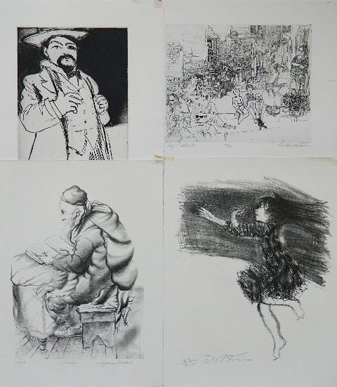 4 AAA publications: 4 AAA publications: Seymour Rosenthal- ''Scholar''- lithograph; Alexander Dobkin- ''Dancing Girl''- lithograph; Andrew Rush- ''Idyll''- etching; Sidney Cheffetz- ''Debussy''- etching- all signed in pe