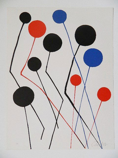 Alexander Calder lithograph: Alexander Calder- ''Balloons''- lithograph in colors, signed and annotated 'E. A.' in pencil. 30 1/2 x 23 1/2''