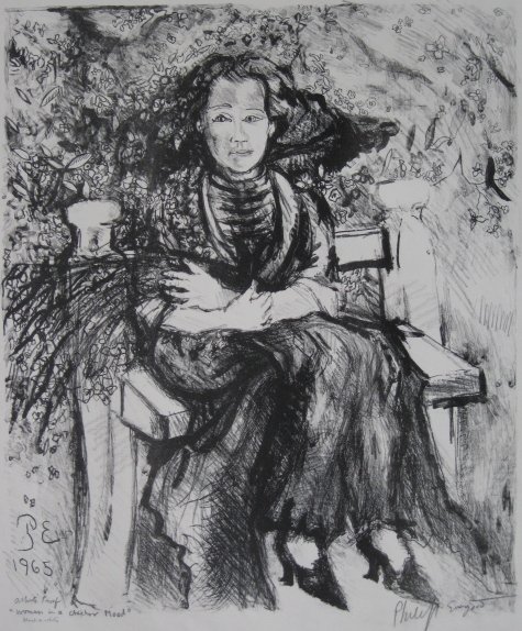 Philip Evergood lithograph: Philip Evergood- ''Woman in A Chekov Mood'' (Lippard 174)- lithograph, 1965, signed in pencil, very good condition. 20 x 17''