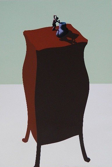 Ken Price silkscreen: Ken Price- ''French Figurine Cup''- silkscreen in colors, 1971, signed, dated and numbered 30/75 in pencil. 39 x 28''
