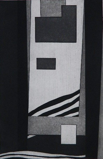Phyllis J. Roger aquatint: Phyllis J. Roger- ''City Illusion''- aquatint, 1980, signed, dated and annotated 'A.P.' in pencil. 23 7/8 x 15 1/2''