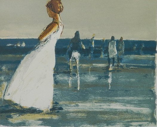 Richard Segalman lithograph: Richard Segalman- ''Coney Island''- lithograph in colors, 2008, signed, titled and numbered 138/200 in pencil, The Print Club of New York presentation print for 2008. 13 x 16''