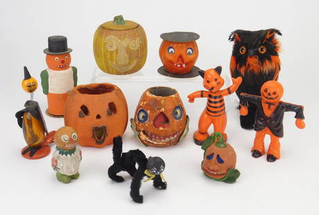 12 Vintage Halloween figurines: 12 Vintage Halloween figurines.&nbsp; 2&quot; to 6&quot; h