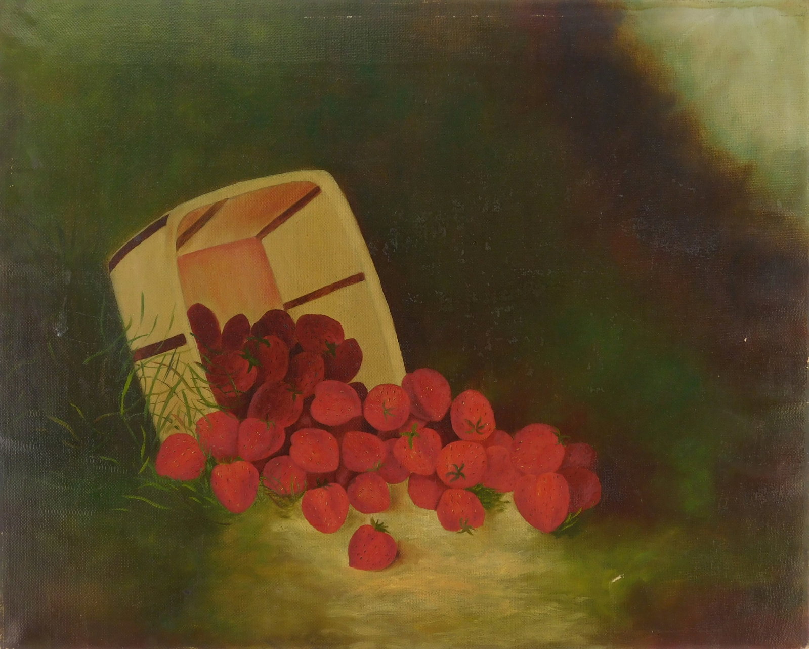 19th C. American School oil: 19th c. American School The Spilled Strawberreis oil on canvas.
