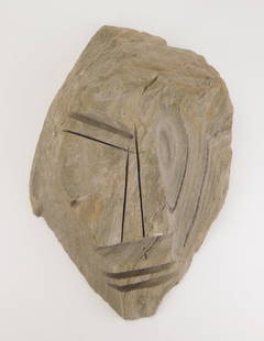 Walter Sanford sandstone sculpture: Walter Sanford (American 1912-1987) Abstracted Face sandstone sculpture. 15 x 10 x 3 1/2"