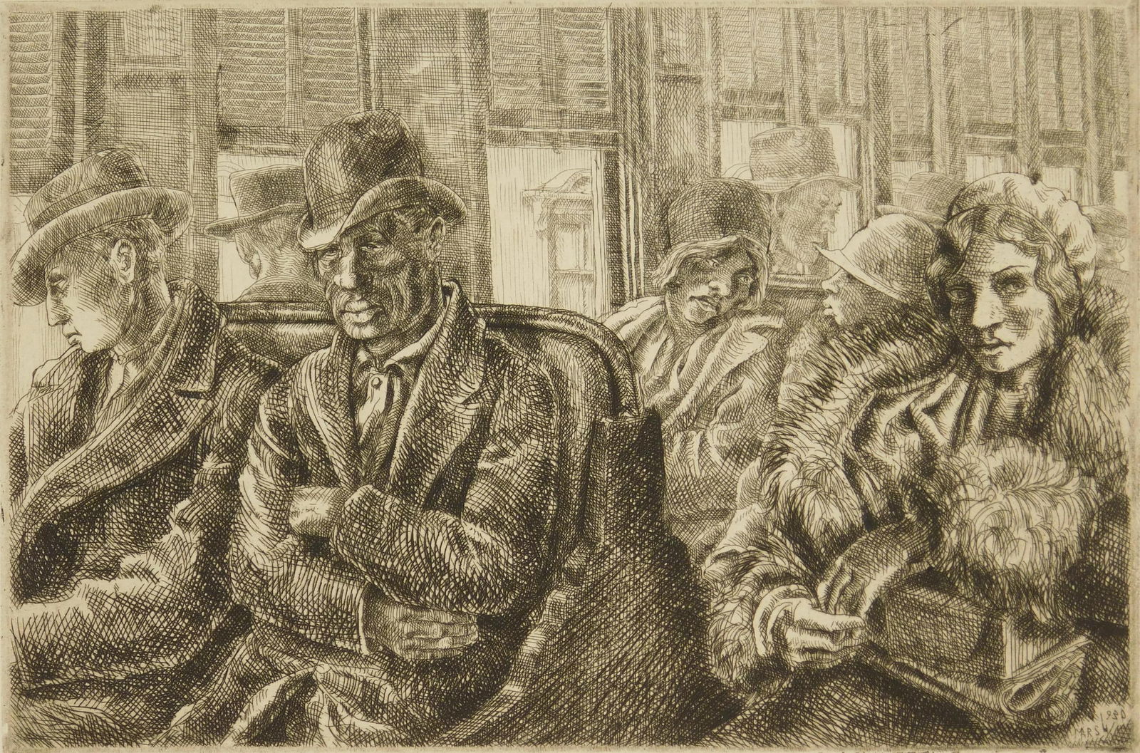 Reginald Marsh etching: Reginald Marsh (1898-1954) Third Ave. El (Sasowsky 100) etching, 1931, estate signed by the widow in pencil, from the edition of 13 printed by Jones in 1956. 6 x 9"