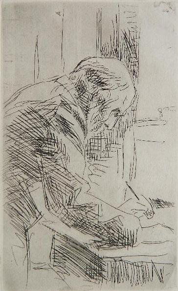 Pierre Bonnard etching: Pierre Bonnard- ''Le Graveur'' etching. 7 5/8 x 4 5/8''