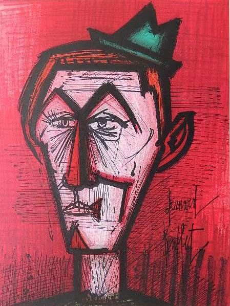 Bernard Buffet lithograph: Bernard Buffet- Clown- lithograph in colors. 12 1/4 x 9 1/4''