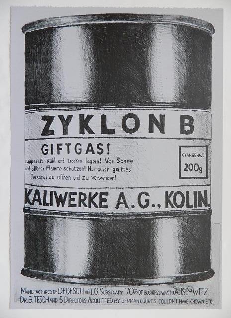 Sidney Chafetz 7 lithographs: Sidney Chafetz- Julius Streicher; Lina, Reinhart Heydrich; Martin Bormann; Zyklon B; Ernst Kaltenbrunner; Some Charges at Nuremberg; A Man- 7 lithographs on gray paper, all signed and 6 dated '91 in p