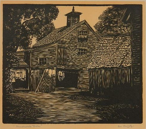 Asa Cheffetz wood engraving: Asa Cheffetz- ''Ramshackle Barn'' (Springfield 13)- wood engraving, ca. 1929, this image won honorable mention: International Exhibition of Prints, Art Institute of Chicago. 6 1/2 x 7 1/2''