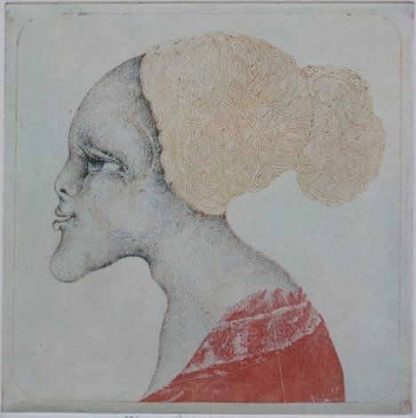 Eberhard W. P. Eggers etching: Eberhard W. P. Eggers- Woman's Profile- etching in colors, 1972, signed, dated and numbered in pencil, very good condition. 6 3/4 x 6 5/8''