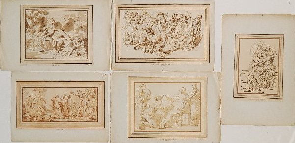 18th c. European School 5 etchings and engravings: 18th c. European School 5 etchings and engravings- W. W. Ryland- after B. Bandinelli ''In The Collection of Mr. Reynolds'' 1763; after P. del Naga ''In The collection of John Barnard Esqr'' 1765; afte