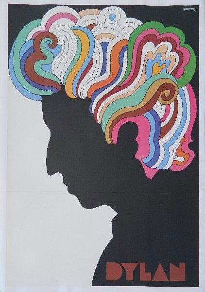 Milton Glaser lithographic poster: Milton Glaser- ''Dylan''- lithographic poster in colors, linen backed. 33 x 22''