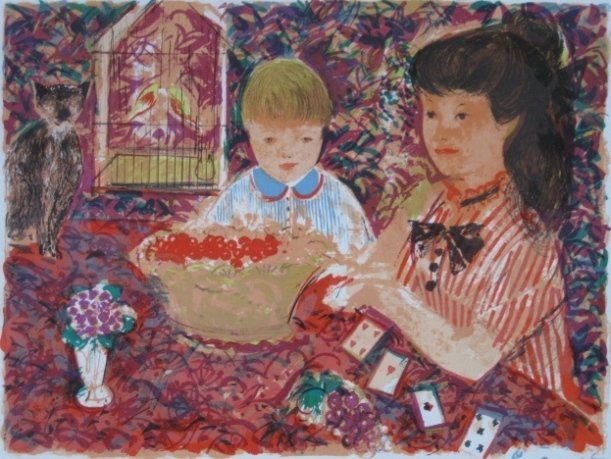 Emilio Grau-Sala lithograph in colors: Emilio Grau-Sala- Playing Cards- lithograph in colors, signed and numbered 147/220 in pencil, very good condition. 15 x 20''