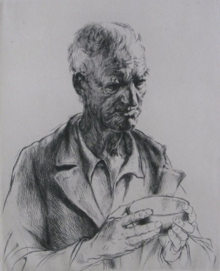Arthur Heintzelman etching: Arthur Heintzelman- ''Vigneron'' (Smith 186)- etching, 1933, signed and annotated artist proof' in pencil, regular edition of 110, slightly light struck, tape glue residue upper right corner of shee, 