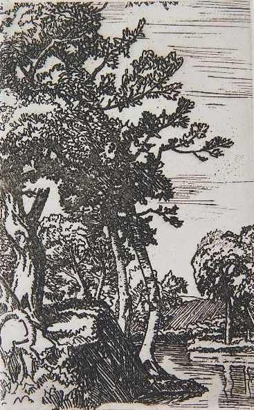 Henry G. Keller etching: Henry G. Keller- ''Trees Along Huron River''- etching, signed in pencil, very good condition. 5 3/8 x 3 3/8''