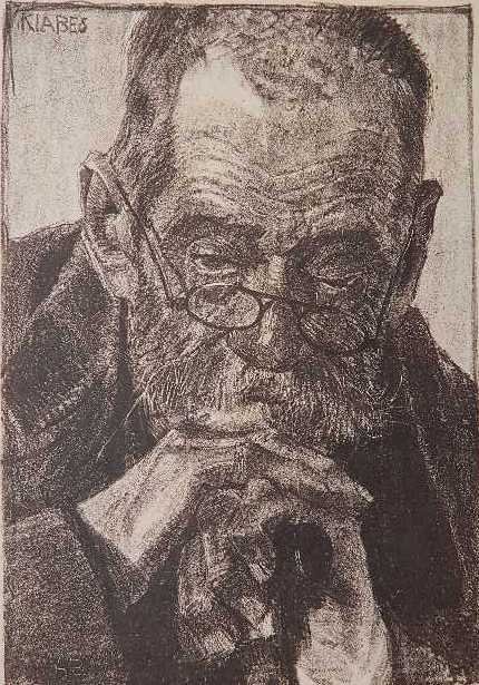 Kurt Kiabes lithograph: Kurt Kiabes- ''My Father''- lithograph, 1913, signed and dated in pencil, paper age toned, minor soiling and staining in margins. 13 x 9''