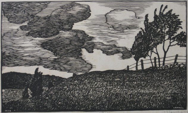 Julius J. Lankes wood engraving: Julius J. Lankes- ''Vermont Pasture''- wood engraving, 1924, signed, titled and numbered 'No. 10' in pencil, some buckling in paper otherwise good condition. 5 3/8 x 9 1/8''