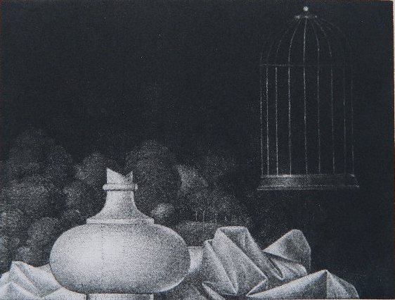 S. Laurent mezzotint: S. Laurent- ''Cafe''- mezzotint, signed, titled and numbered 223/250 in pencil. 6 x 7 3/4''