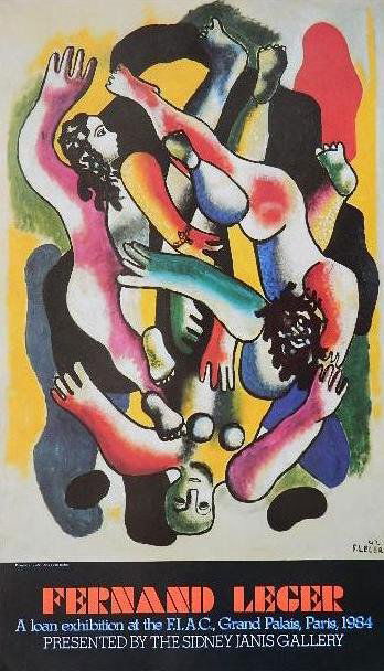 after Fernand Leger exhibition poster: after Fernand Leger, exhibition poster for Sidney Janis Gallery 1984. 21 x 36''