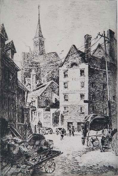 Nat Lowell etching: Nat Lowell- ''Old Sugar House'' (AAA/Czestochowski 1950.037)- etching, 1937, signed in pencil, AAA edition of 350, very good condition. 13 1/2 x 9''