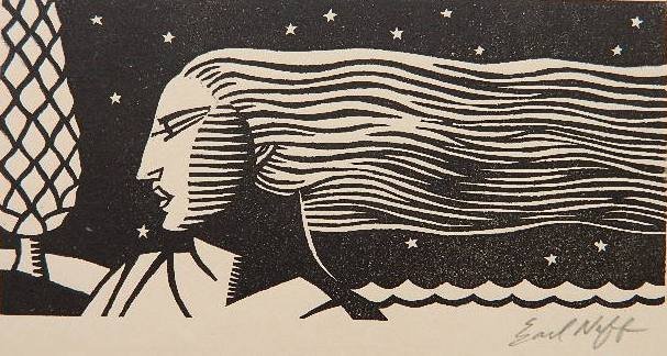 Earl Neff woodcut: Earl Neff- Woman's Profile- woodcut, signed in pencil, very good condition. 3 1/4 x 7''