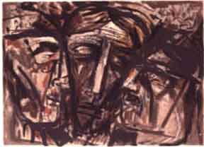 Abraham Rattner lithograph: Abraham Rattner- ''Prophets'' (Kennedy 291)- lithograph in colors, signed and numbered 30/100 in pencil. 16 1/2 x 23''