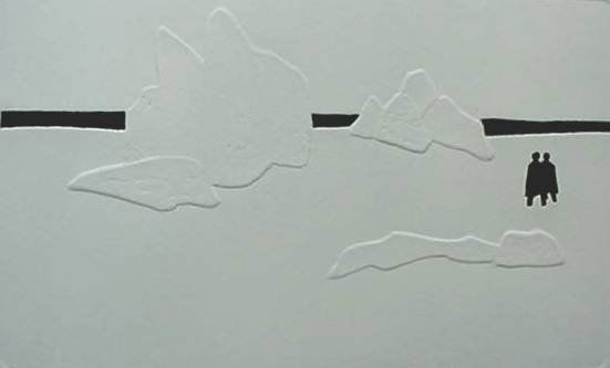 David Shapiro embossed intaglio: David Shapiro-''Winter Beach'' (AAA/Czestochowski 1982.020)- embossed intaglio, 1980, signed, titled and numbered in pencil, 8 1/4 x 13''.