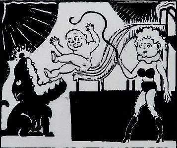 John Jacob Stanley linocut: John Jacob Stanley- ''Disappearing Act''- linocut, 1984, signed, dated, titled and numbered 4 of 7 in pencil, very good condition. 10 x 12''