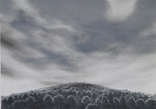 Claire Van Vliet lithograph: Claire Van Vliet- Landscape- lithograph, signed and annotated 'proof for Jon with best wishes' in pencil, some light staining in lower right corner, does go into image. 17 x 23 1/4''