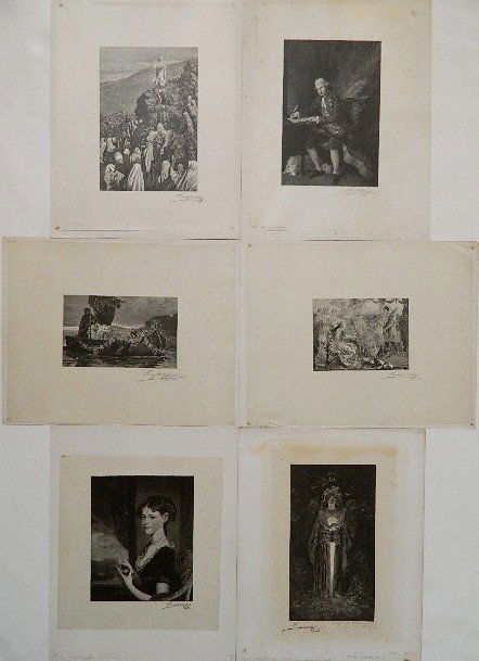 Henry Wolf 6 engravings: Henry Wolf- ''Angel with The Flaming Sword'' after E. H. Blashfield; Angels Singing, after La Lyre; Nancy Pennington (Stuart); Professor F. Abel, after Gainsborough; A Prophet before Crowd- 6 engravin