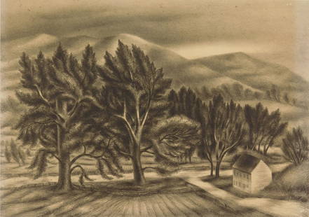 Albert Heckman lithograph: Albert Heckman (1893-1971) Windblown Trees lithograph, signed and titled in pencil., AAA edition 11 3/8 x 16 1/8'' Provenance: Private collection- Baltimore, MD <