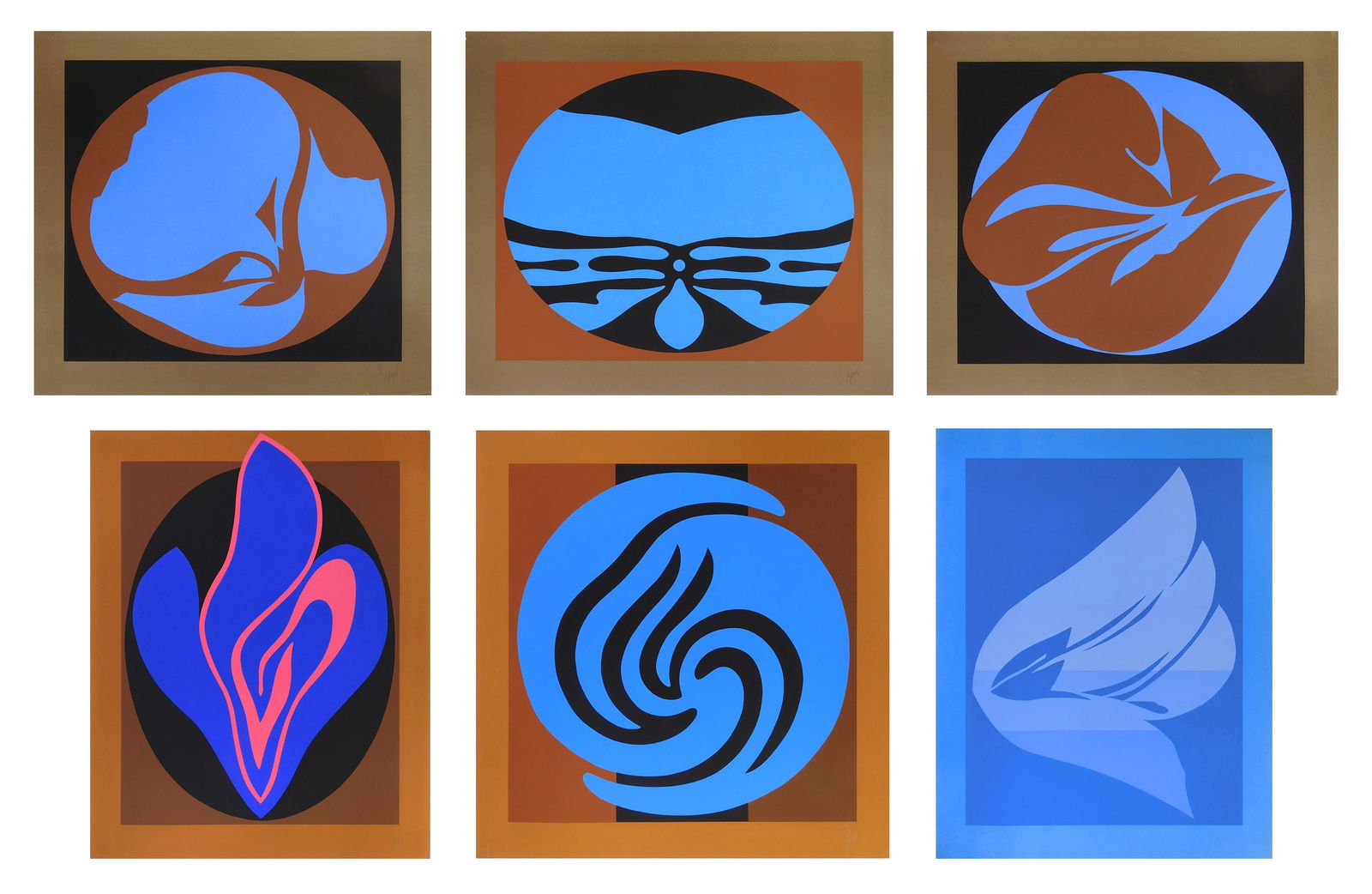 Jack Youngerman suite of print: Jack Youngerman (American 1926-2020) Untitled I- VI suite of 6 serigraphs in colors, 1978, each initialed, dated and numbered 34/100 in pencil. 56 x 44" EA. P