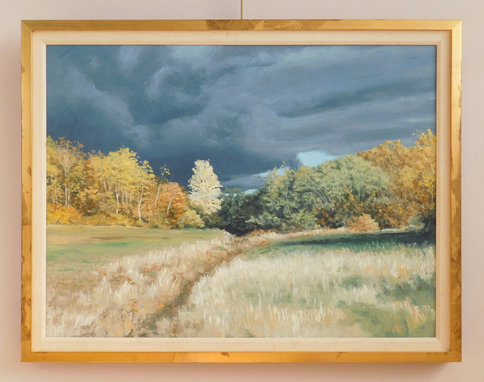 20th c. American School oil: 20th c. American School oil Forest Edge with Storm Clouds oil on canvas, framed. 24 x 32" Provenance: Private collection- Bratenahl, OH