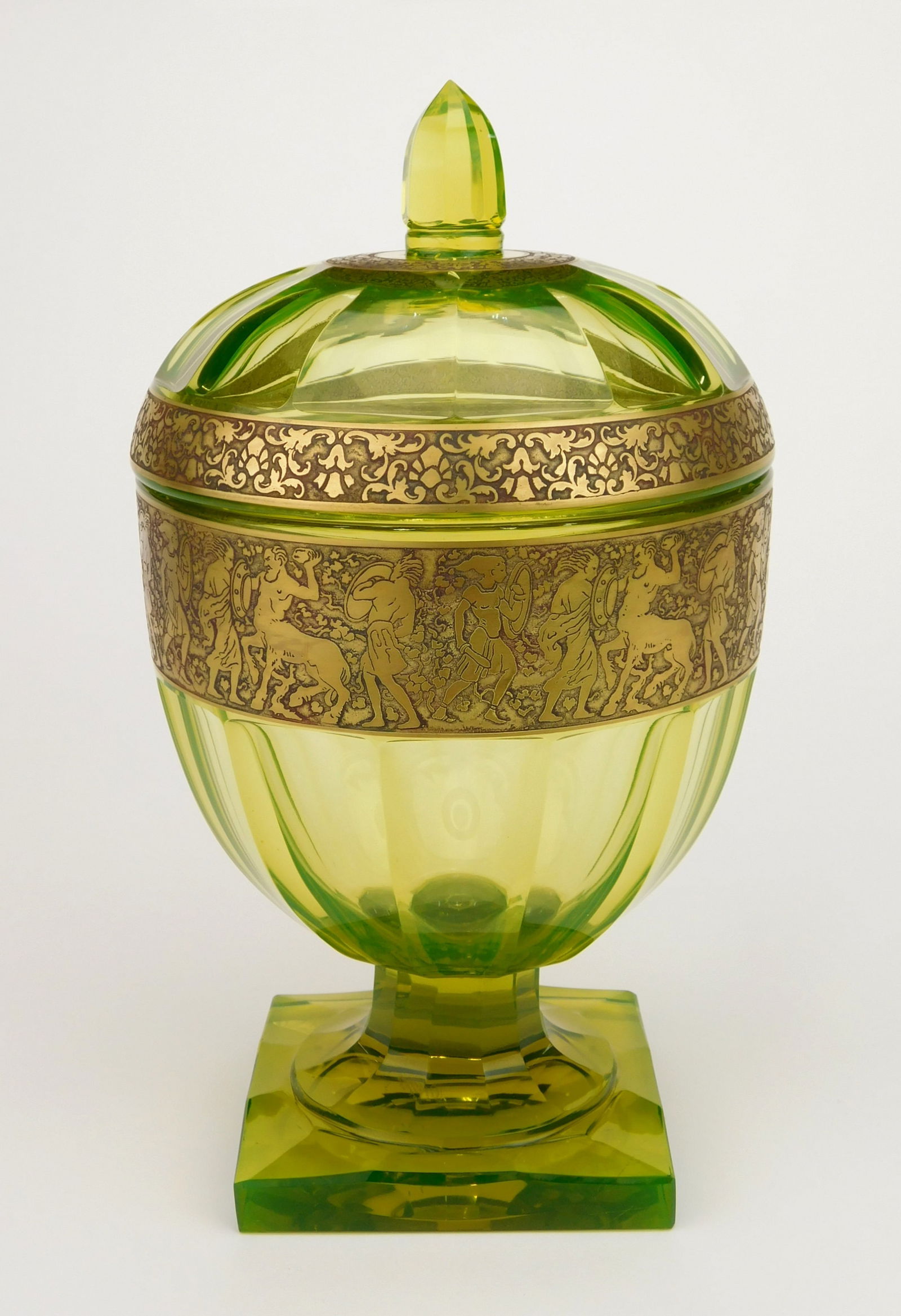 Moser Carlsbad vaseline glass covered compote (1 of 6)