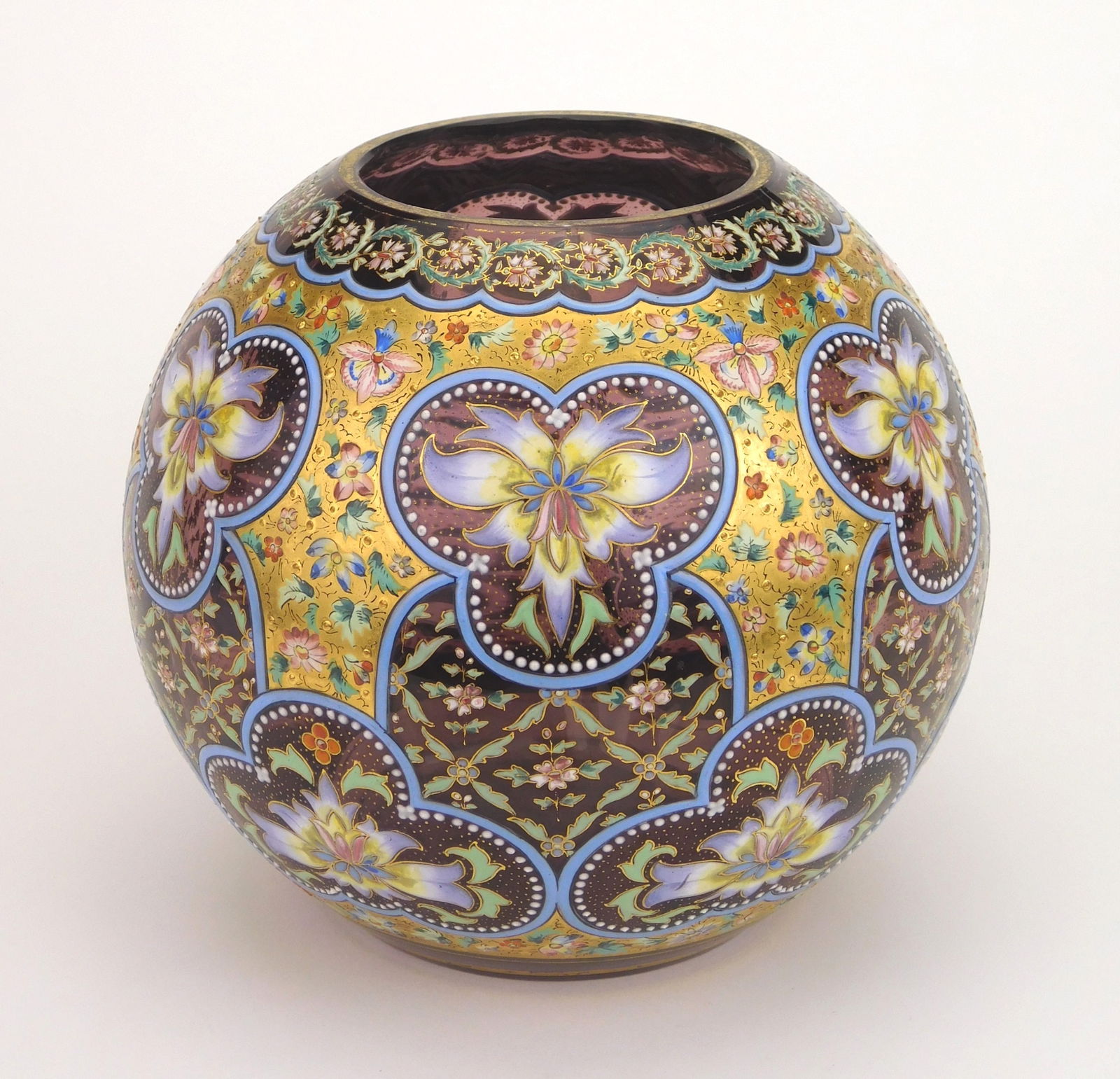 Moser amethyst glass enamelled bowl (1 of 5)